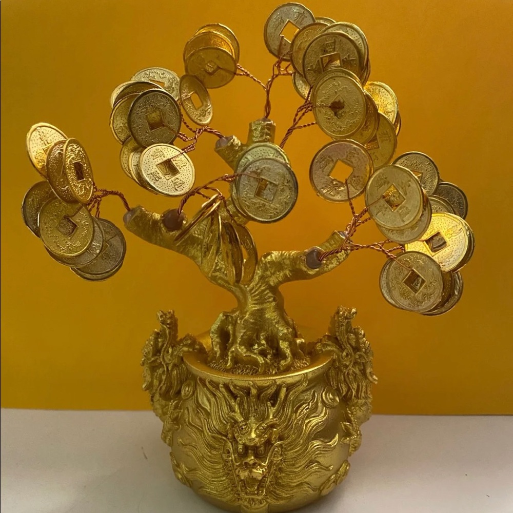 8” Feng Shui Gold Money Coins Tree …
